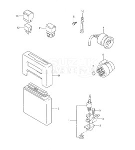 Outboard DF 90 drawing PTT Switch Engine Control Unit (2001 to 2003)