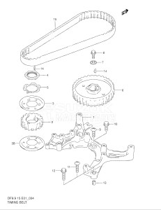 01501F-751001- (1997) 15hp - (DF15(A,AR)S V) DF15(A,A)S V drawing TIMING BELT