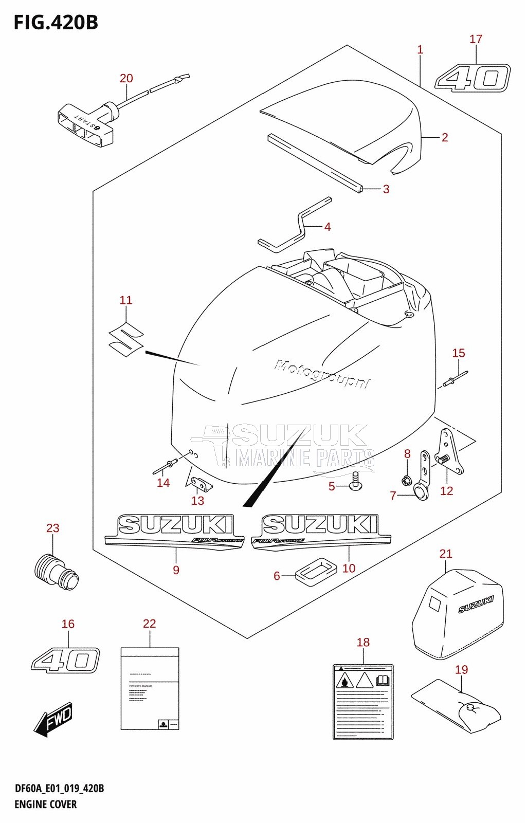 ENGINE COVER (DF40AQH:E01,DF40ATH:E01)