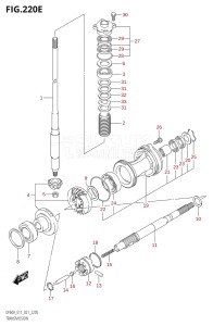 06002F-340001 (2023) 60hp E01 E11 E40-Gen. Export 1-and 2 (DF60AQH  DF60AT  DF60ATH) DF60A drawing TRANSMISSION (SEE NOTE)