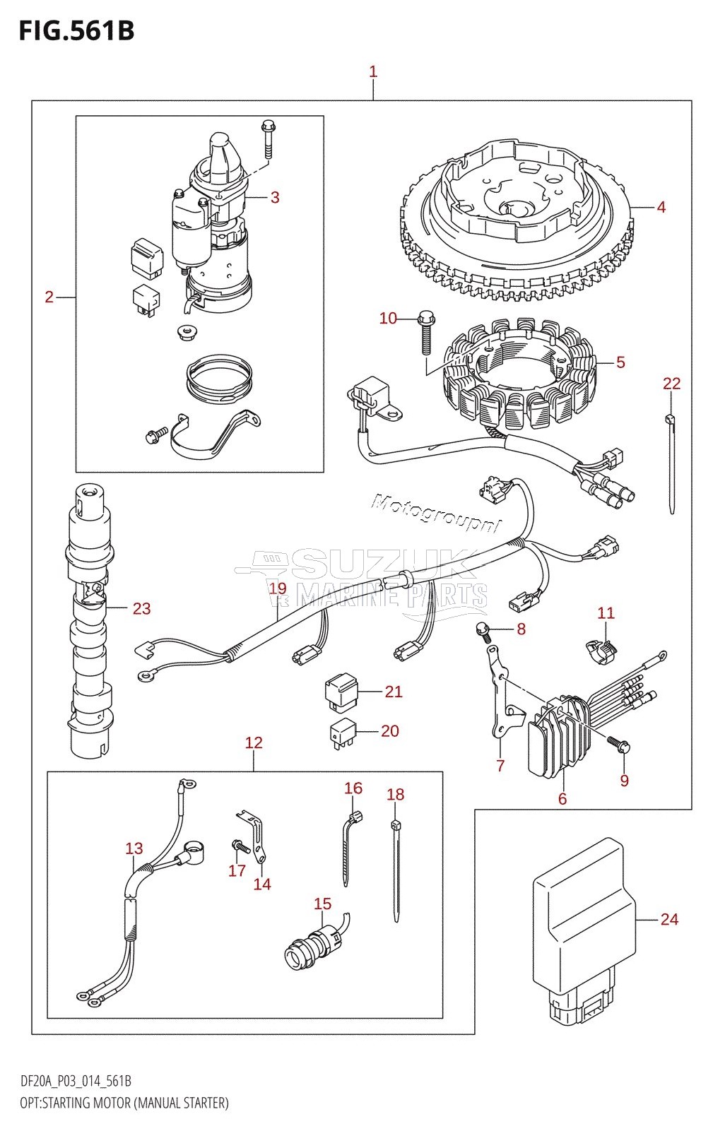 OPT:STARTING MOTOR (MANUAL STARTER) (DF15A:P03:M-STARTER)