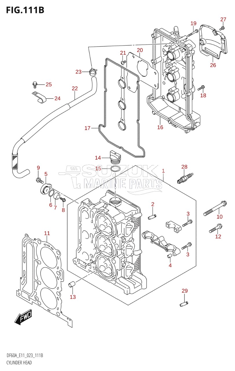 CYLINDER HEAD ((020,021):(DF40AST,DF60A,DF60AQH,DF60ATH,DF60AVT,DF40ASVT,DF60AVTH))