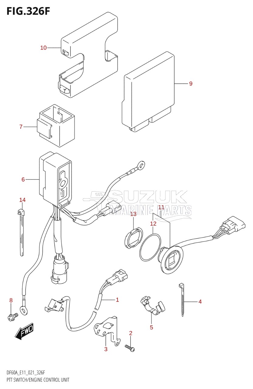 PTT SWITCH / ENGINE CONTROL UNIT (SEE NOTE)