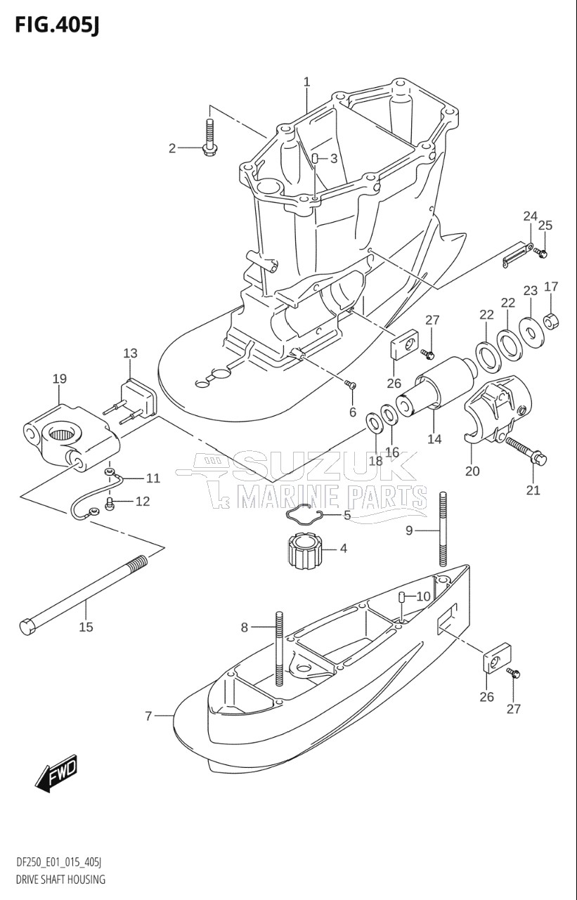 DRIVE SHAFT HOUSING (DF250T:E01:(X-TRANSOM,XX-TRANSOM))