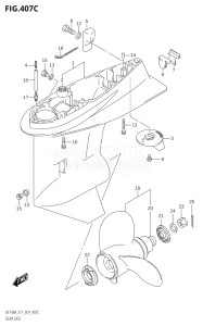 10003F-910001 (2019) 100hp E11-Gen. Export 2 (DF100AT) DF100A drawing GEAR CASE (DF115AT:E40,DF140AT:E40)