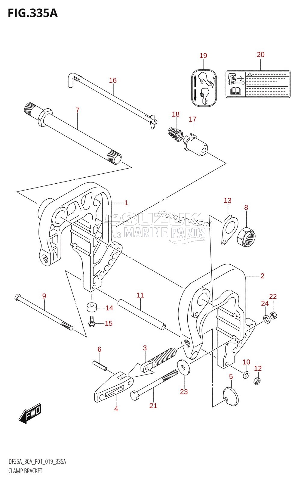 CLAMP BRACKET (DF25A,DF25AR,DF30AR)