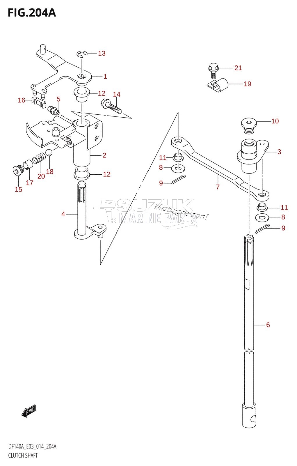 CLUTCH SHAFT (DF100AT:E03)