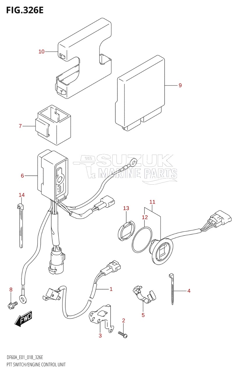 PTT SWITCH / ENGINE CONTROL UNIT (DF60A:E01,DF60ATH:E01)