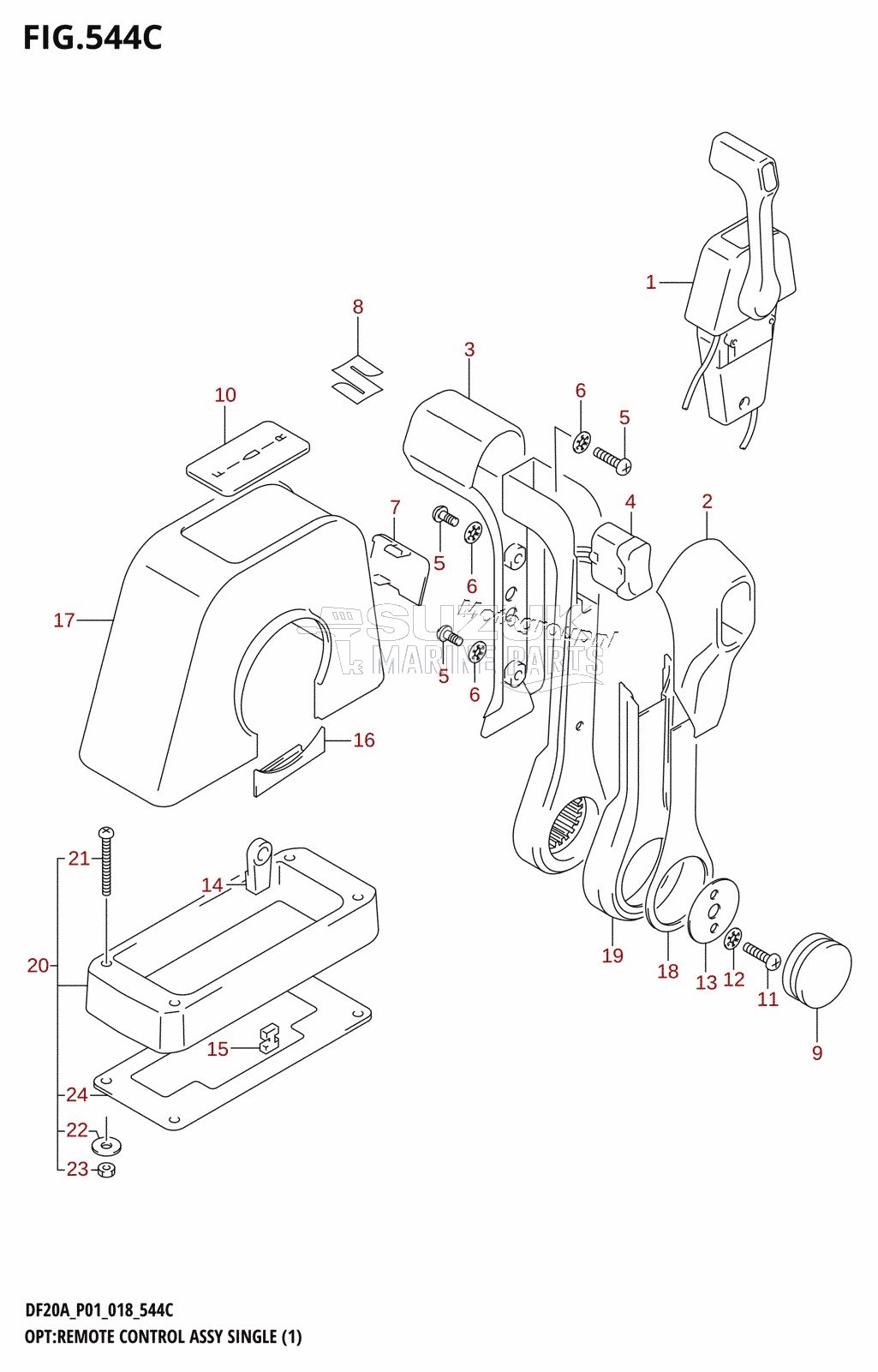 OPT:REMOTE CONTROL ASSY SINGLE (1) (DF20AR,DF20AT)