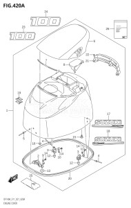 11503Z-040001 (2020) 115hp E11 E40-Gen. Export 1-and 2 (DF115AZ) DF115AZ drawing ENGINE COVER (DF100AT:020)