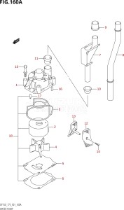 15002Z-010001 (2010) 150hp E01-Gen. Export 1 (DF150ZK10) DF150Z drawing WATER PUMP