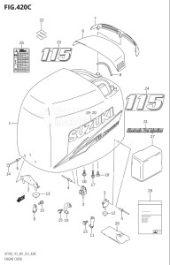 11502F-210001 (2012) 115hp E01 E40-Gen. Export 1 - Costa Rica (DF115T) DF115T drawing ENGINE COVER (DF115T:E01)