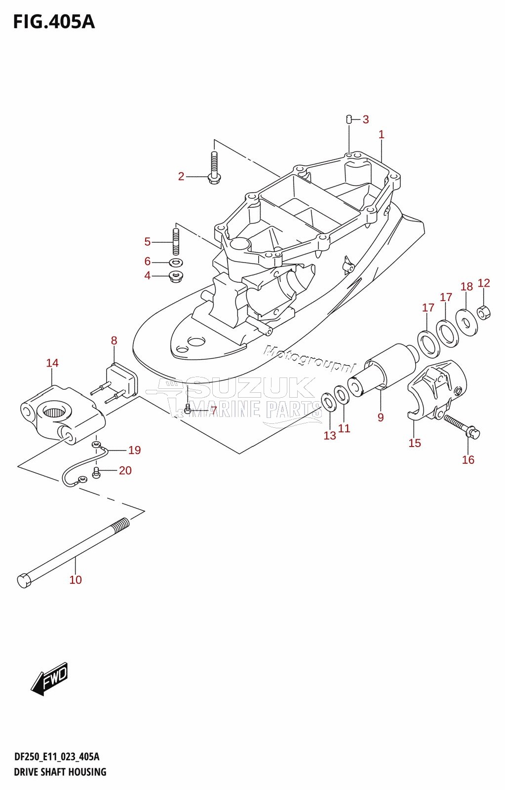 DRIVE SHAFT HOUSING (DF200T:L-TRANSOM)