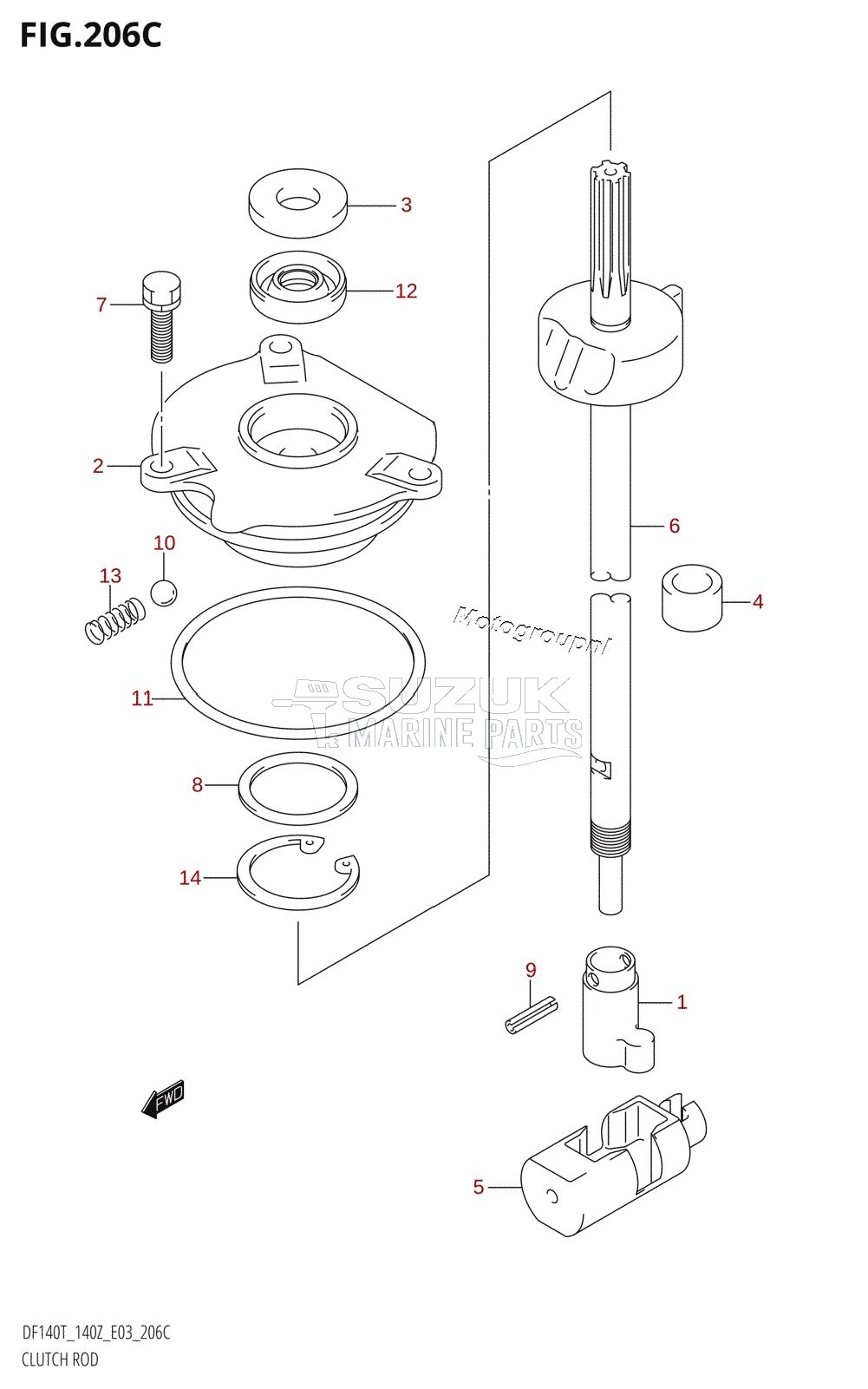 CLUTCH ROD (DF140Z:(K2,K3,K4,K5,K6))