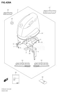 15003Z-040001 (2020) 150hp E01 E40-Gen. Export 1 - Costa Rica (DF150AZ) DF150AZ drawing ENGINE COVER (DF200AT:E01,DF200AZ:E01)