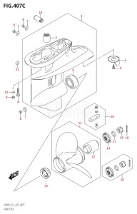 06002F-340001 (2023) 60hp E01 E11 E40-Gen. Export 1-and 2 (DF60AQH  DF60AT  DF60ATH) DF60A drawing GEAR CASE (DF60A:(E01,E11))