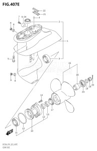 02002F-040001 (2020) 20hp E01 P01 P40-Gen. Export 1 (DF20A   DF20A    DF20AR   DF20AR    DF20AT   DF20AT    DF20ATH   DF20ATH) DF20A drawing GEAR CASE (DF20A:P01:4 BLADE)