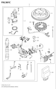 00995F-340001 (2023) 9.9hp E03-USA (DF9.9B  DF9.9BT  DF9.9BTH) DF9.9B drawing OPT:STARTING MOTOR (MANUAL STARTER) (DF20A:M-STARTER)