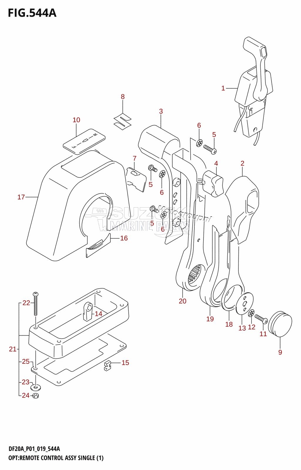 OPT:REMOTE CONTROL ASSY SINGLE (1) (DF9.9B,DF9.9BR,DF9.9BT,DF15A)