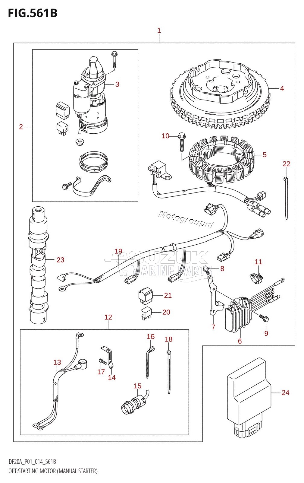 OPT:STARTING MOTOR (MANUAL STARTER) (DF15A:P01:M-STARTER)