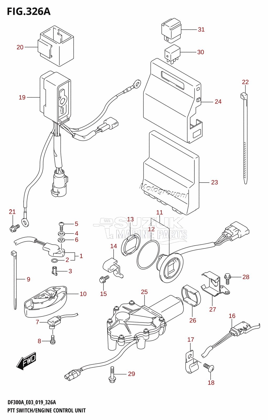 PTT SWITCH /​ ENGINE CONTROL UNIT (DF300A)