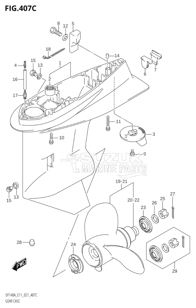 GEAR CASE (DF115AT:E11,DF140AT:E11)