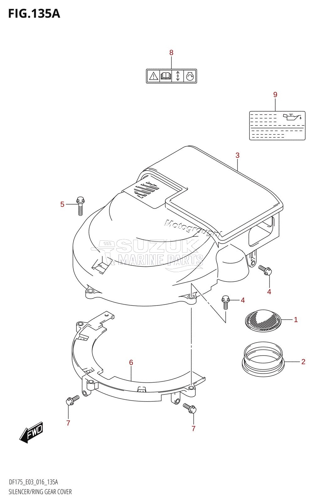 SILENCER /​ RING GEAR COVER (DF150T:E03)