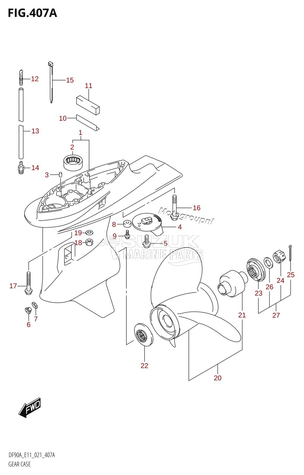 GEAR CASE ((DF70A,(DF70ATH,DF90ATH):E40,DF80A,DF90A,DF100B):020)