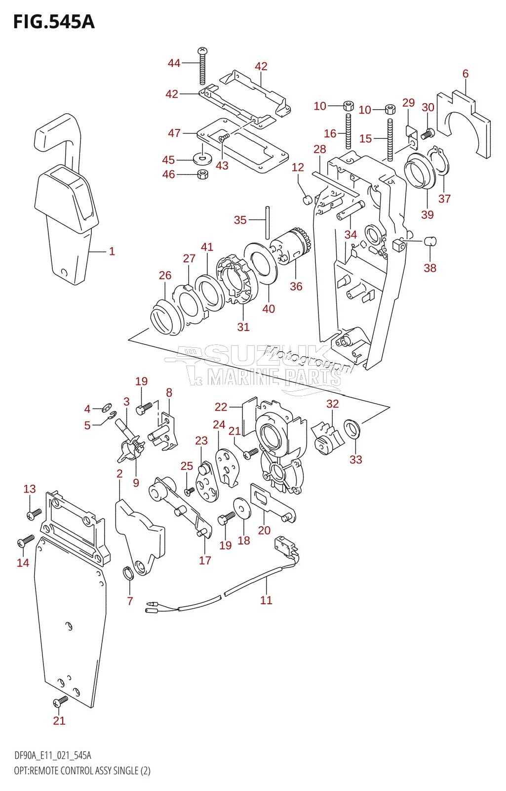 OPT:REMOTE CONTROL ASSY SINGLE (2) (DF70A,DF80A,DF90A,DF100B)