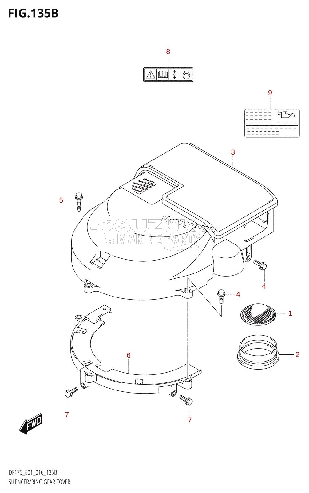 SILENCER /​ RING GEAR COVER (DF150T:E40)