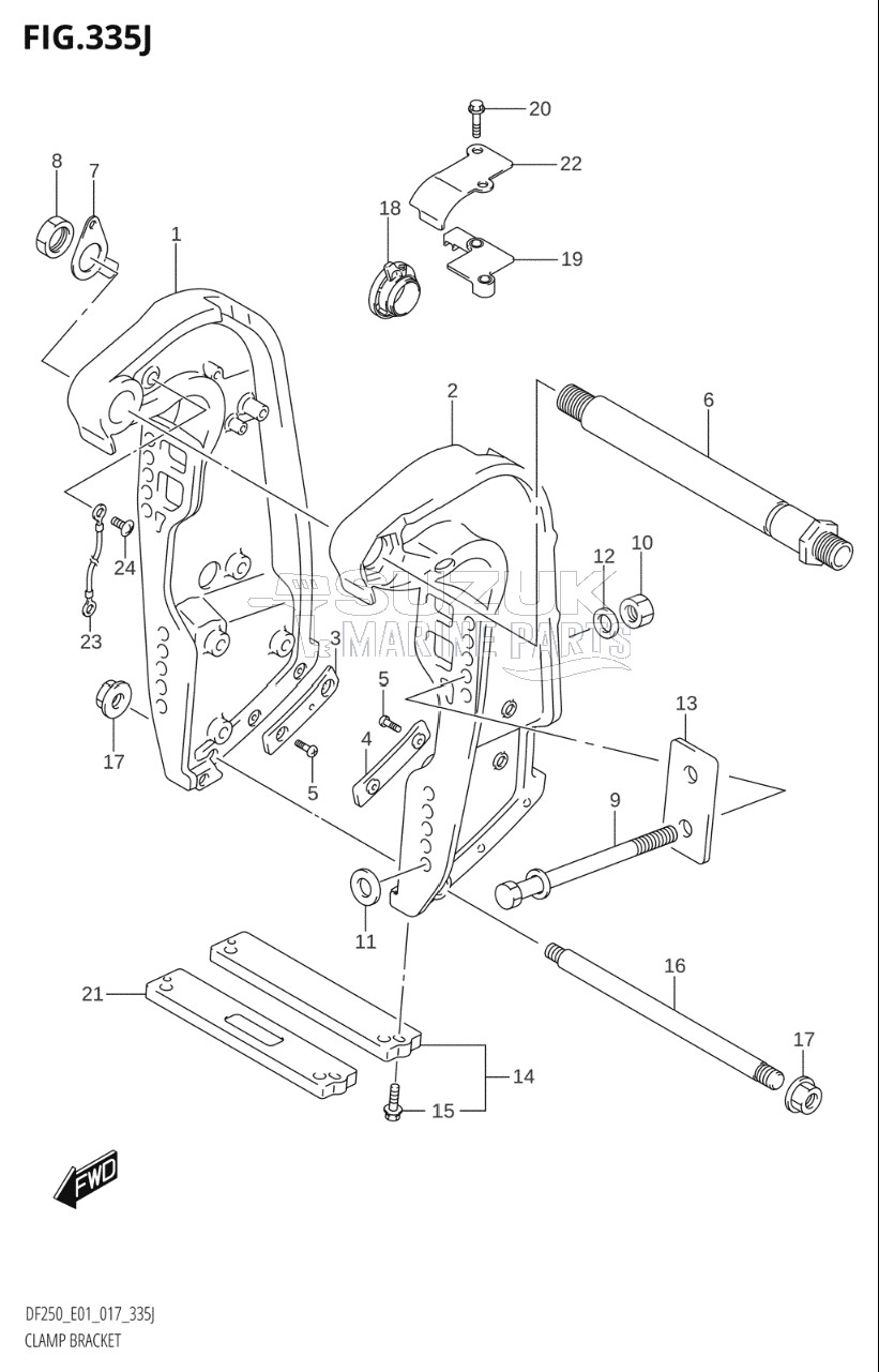 CLAMP BRACKET (DF250T:E01:(X-TRANSOM,XX-TRANSOM))