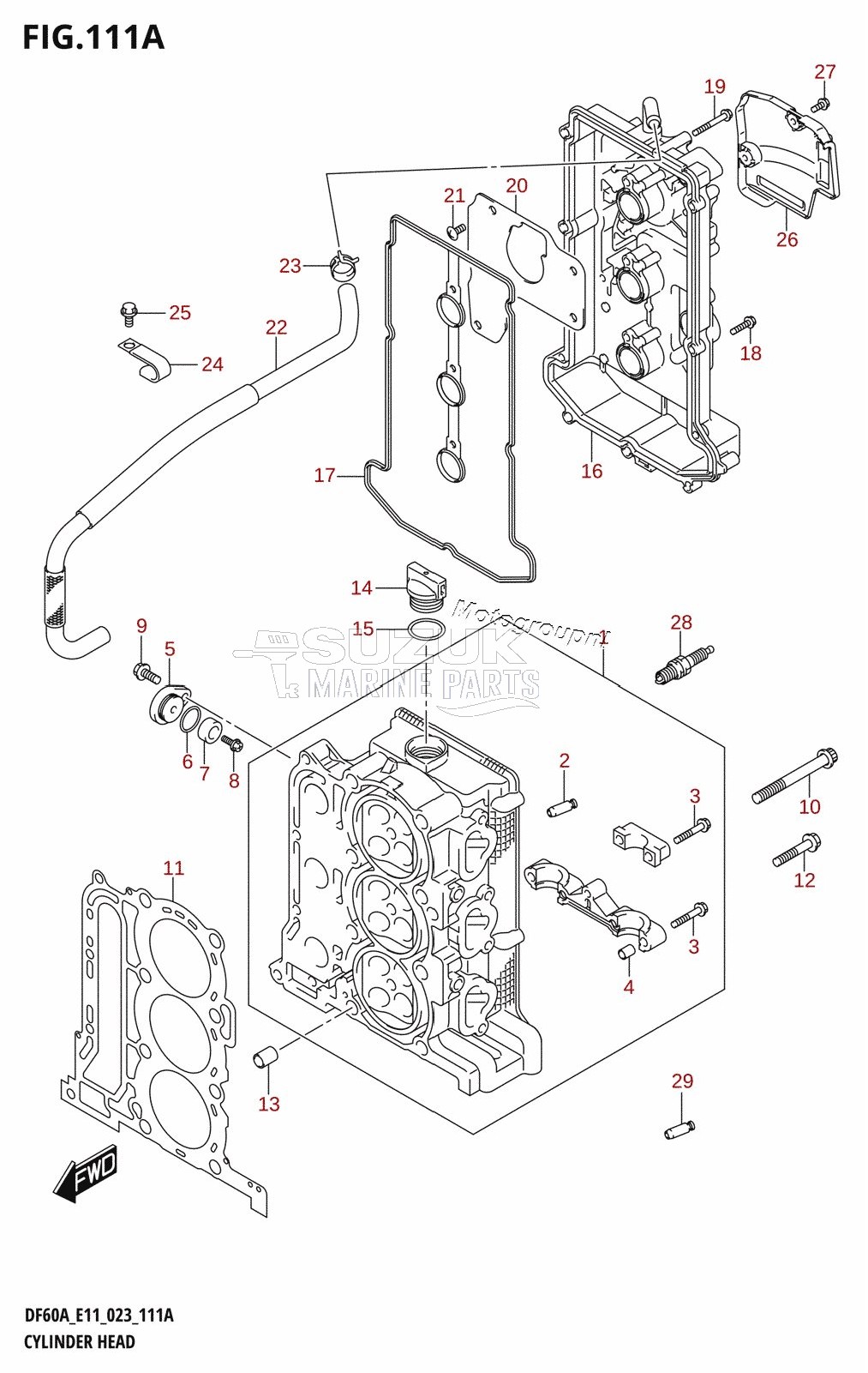 CYLINDER HEAD ((020,021):(DF40A,DF40AQH,DF40ATH,DF50A,DF50ATH,DF50AVT,DF50AVTH))