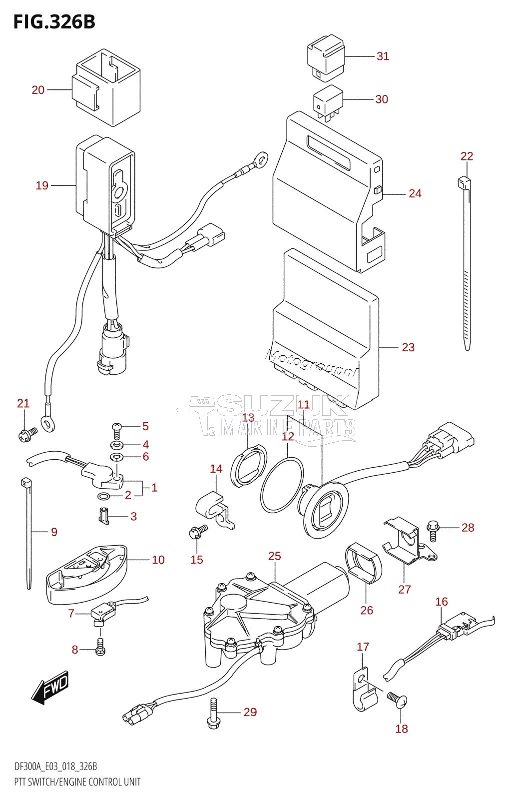 PTT SWITCH /​ ENGINE CONTROL UNIT (DF250A)