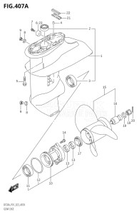 02002F-040001 (2020) 20hp E01 P01 P40-Gen. Export 1 (DF20A   DF20A    DF20AR   DF20AR    DF20AT   DF20AT    DF20ATH   DF20ATH) DF20A drawing GEAR CASE (P01:3 BLADE)