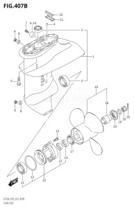 00995F-140001 (2021) 9.9hp P03 E03-USA (DF9.9B   DF9.9B   DF9.9BT   DF9.9BT   DF9.9BTH   DF9.9BTH) DF9.9B drawing GEAR CASE (SEE NOTE)