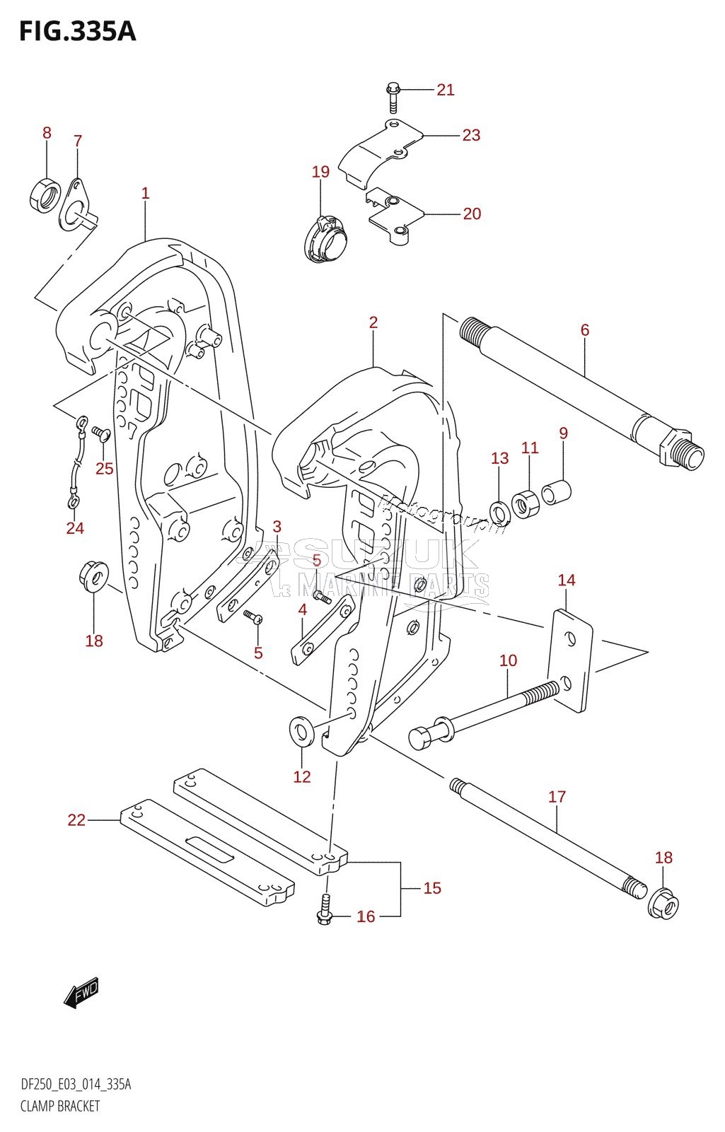 CLAMP BRACKET (DF200T:E03:X-TRANSOM)