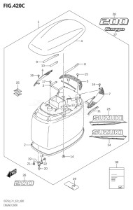 25003Z-340001 (2023) 250hp E11 E40-Gen. Export 1-and 2 (DF250Z) DF250Z drawing ENGINE COVER ((DF200T,DF200Z):(022,023))