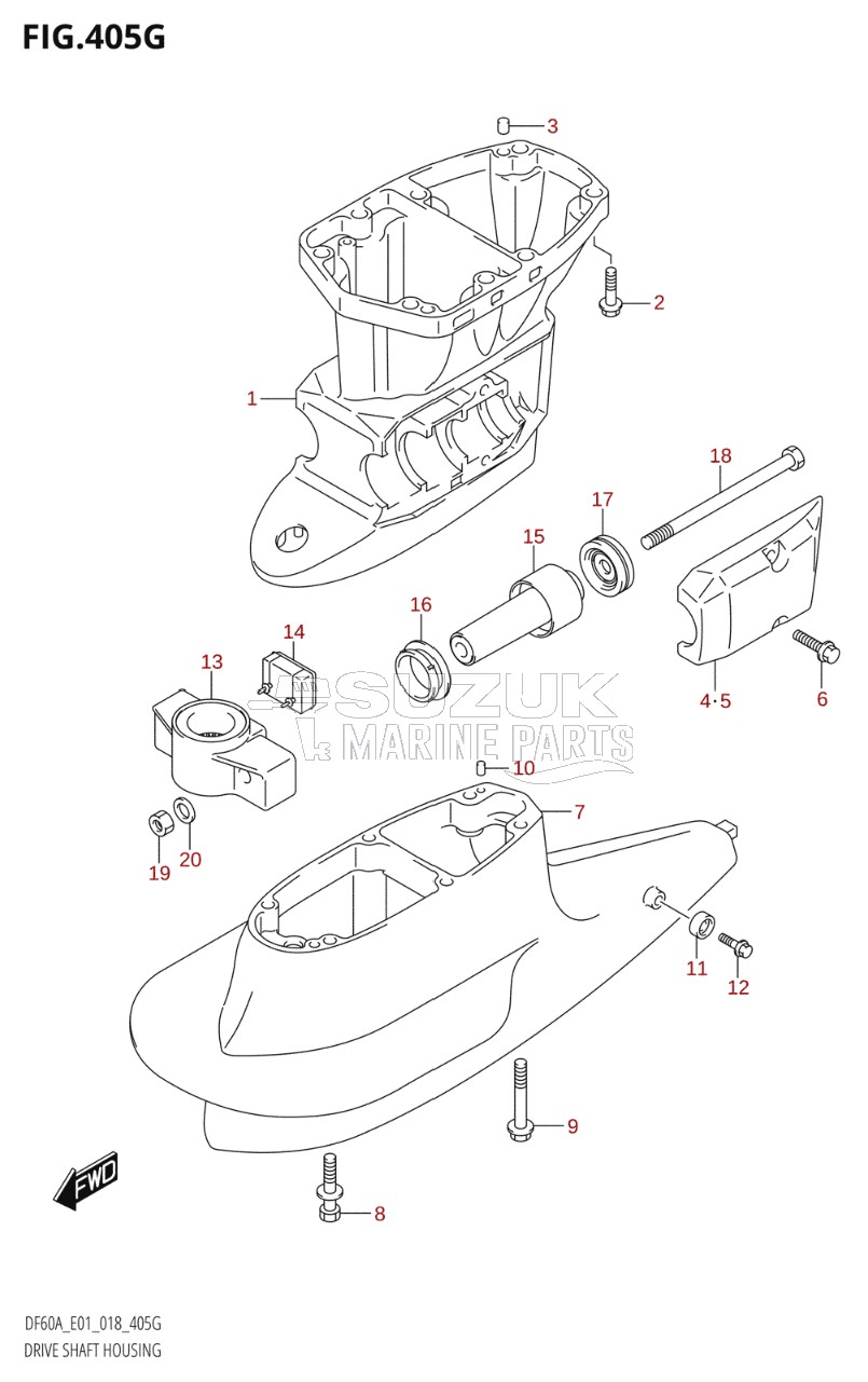 DRIVE SHAFT HOUSING (DF50AVT:E01,DF50AVTH:E01)