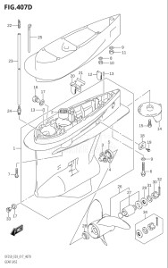 25003F-710001 (2017) 250hp E03-USA (DF250T) DF250 drawing GEAR CASE (DF225Z:E03)