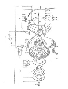 Outboard DT 40 drawing Recoil Starter (1992 to 1998)