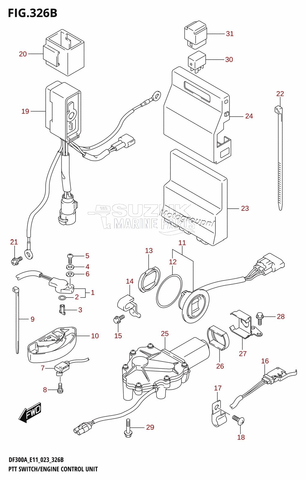 PTT SWITCH /​ ENGINE CONTROL UNIT (DF250A)