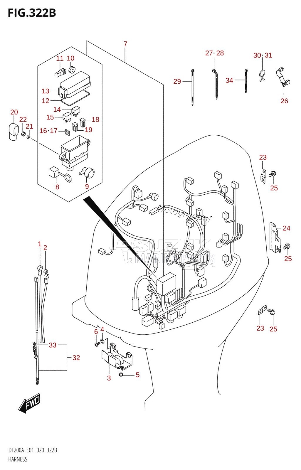 HARNESS (DF150AT,DF150AZ)