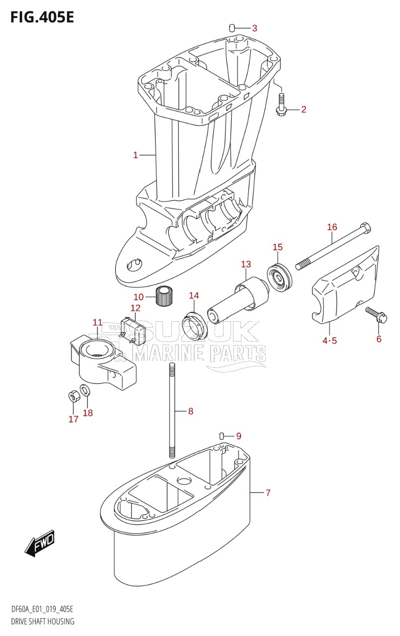 DRIVE SHAFT HOUSING (DF60AQH:E01,DF60AQH:E40)