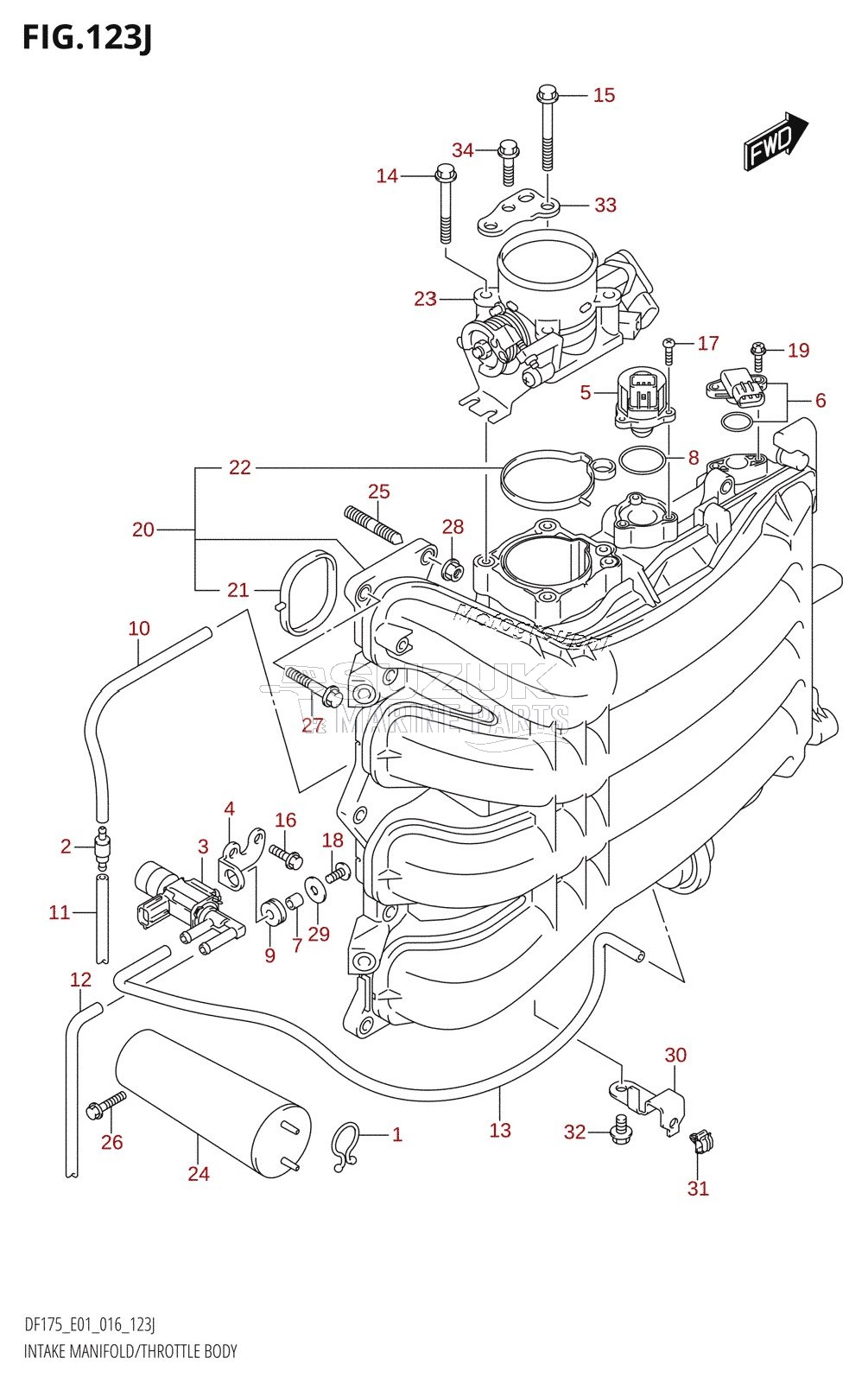 INTAKE MANIFOLD /​ THROTTLE BODY (DF175T:E01)