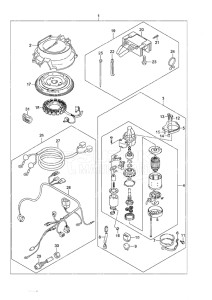 Outboard DF 25 V-Twin drawing Starting Motor Manual Starter