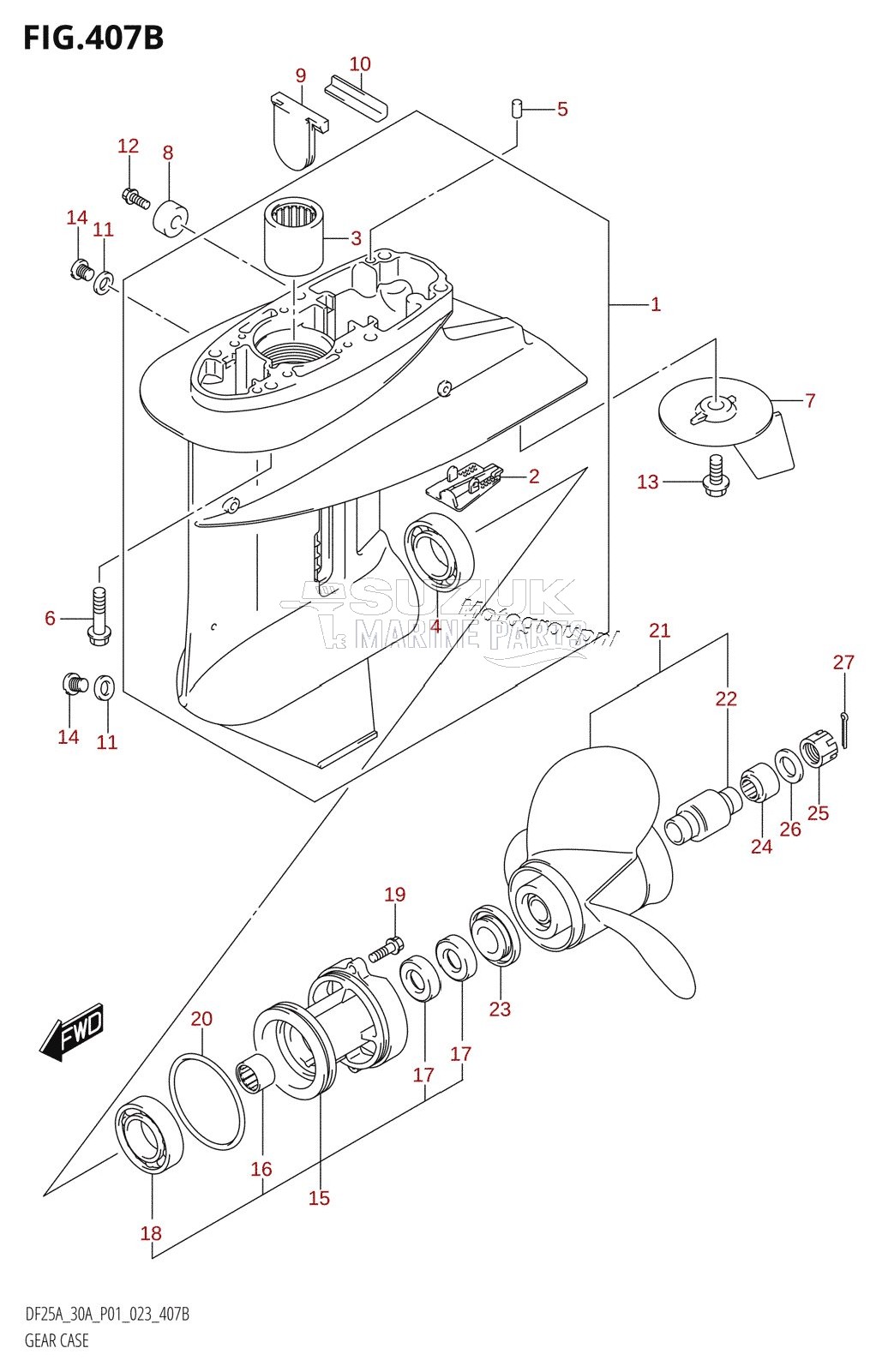 GEAR CASE (DF25AT,DF25ATH,DF30A,DF30AT,DF30ATH)