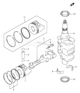 DF9.9 From 00991 F-751001 ()  1997 drawing CRANKSHAFT - PISTON