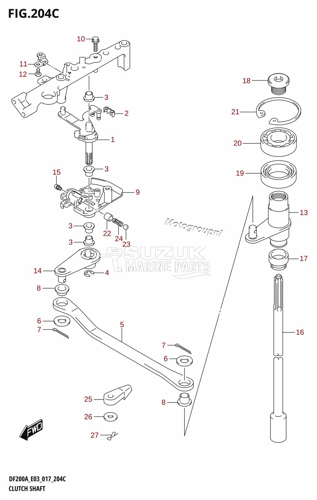 CLUTCH SHAFT (DF200AZ:E03)