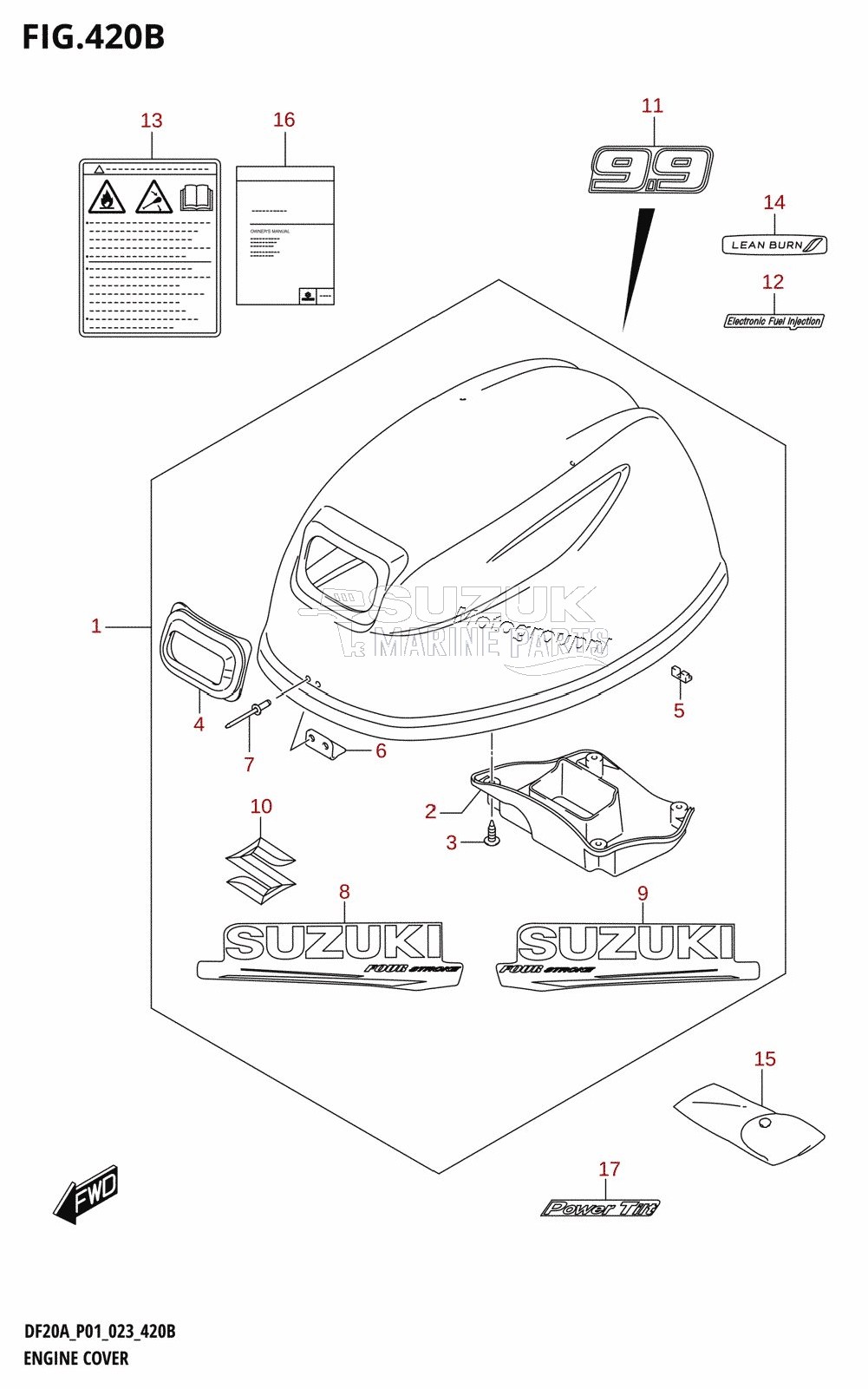 ENGINE COVER ((DF9.9B,DF9.9BR,DF9.9BT,DF9.9BTH):020)