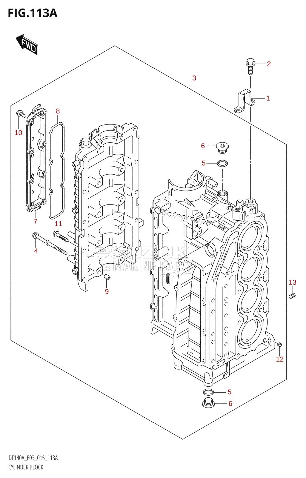 CYLINDER BLOCK (DF100AT:E03)